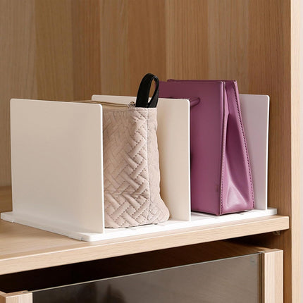 Shelf Divider for Closet, White Purse Organizer Adjustable Storage Handbag Organizers Closets Bookshelf Separator Dividers.