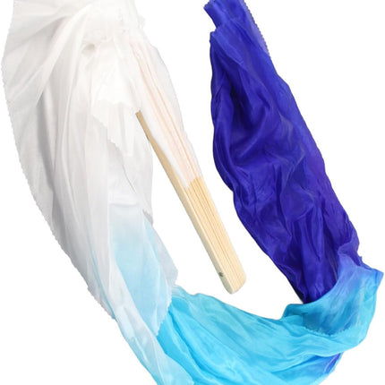 Dance Fan, 1 Pair Long Fan Belly Fans Folding Performance Classical (Blue).