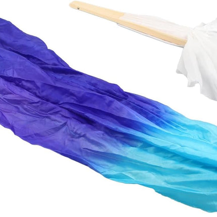 Dance Fan, 1 Pair Long Fan Belly Fans Folding Performance Classical (Blue).