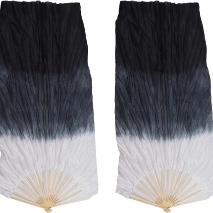 Dance Fan, 1 Pair Long Fan Belly Fans Folding Performance Classical (Black).