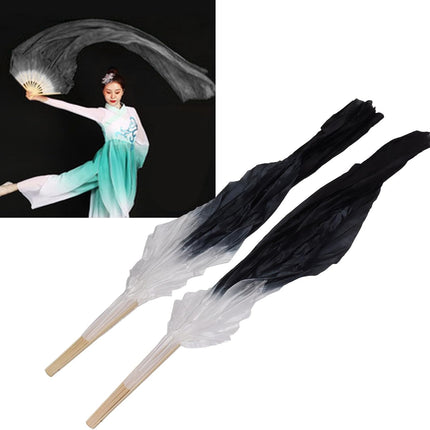 Dance Fan, 1 Pair Long Fan Belly Fans Folding Performance Classical (Black).