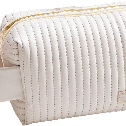 Travel Makeup Bag for Women, Large Capacity Cosmetic White Case Organizer Waterproof PU Toiletry Portable Handle with Multi Pockets.