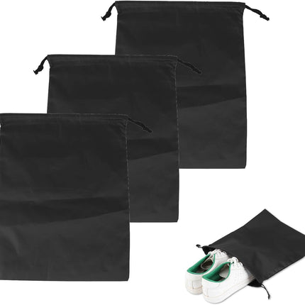 Nylon Drawstring Shoe Bag, 3PCS Bags for Travelling Dustproof Waterproof Travel Bag Underwear Shoes Pants Storage(Black).