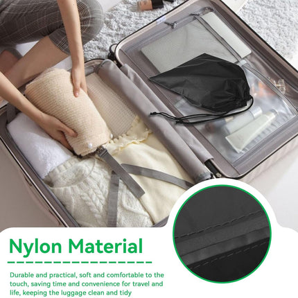Nylon Drawstring Shoe Bag, 3PCS Bags for Travelling Dustproof Waterproof Travel Bag Underwear Shoes Pants Storage(Black).