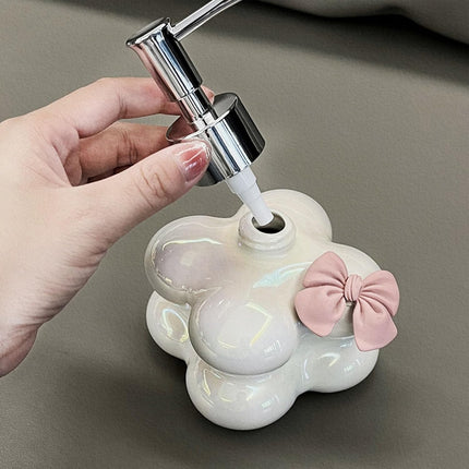 Hand Soap Dispenser,Cloud Dispenser,Ceramic Decorative Pump Refillable Dispensers for Kitchen and Bathroom(B).