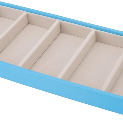 Glasses Organizer Jewelry Tray, 5 Grids Leather Eyeglass Storage Case Sunglass Display Tray and Watch Collection Organizer(Light Blue).