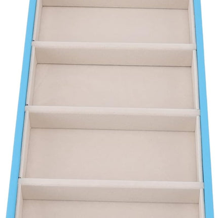 Glasses Organizer Jewelry Tray, 5 Grids Leather Eyeglass Storage Case Sunglass Display Tray and Watch Collection Organizer(Light Blue).