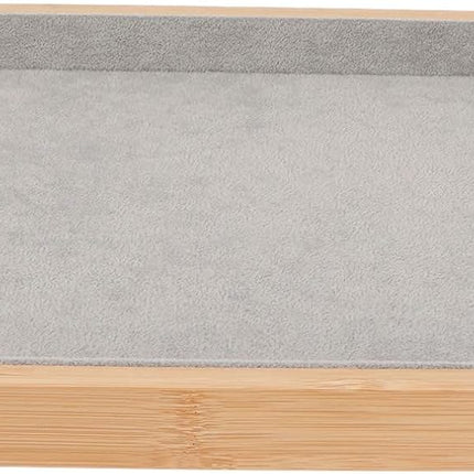 Velvet Stackable Jewelry Tray, Wood Flat Organizer Tray Drawer for Necklace Bracelet Ring Showcase Display(Grey).