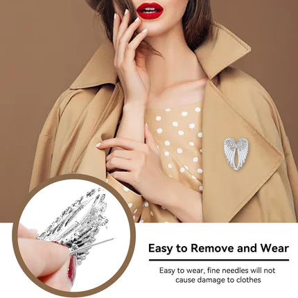 4pcs Women's Guardian Angel Wing Brooch Pins, Rhinestones Pin Set Cardigan Collar Clips Dress Shirt for Women Girls Men(White).