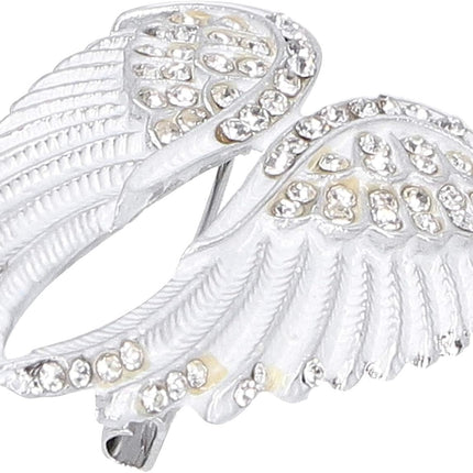 4pcs Women's Guardian Angel Wing Brooch Pins, Rhinestones Pin Set Cardigan Collar Clips Dress Shirt for Women Girls Men(White).