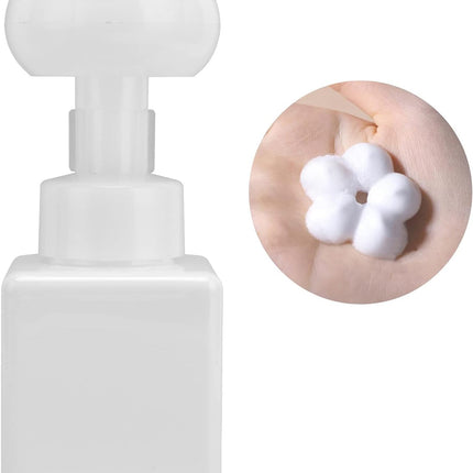 Foaming Hand Soap Dispenser, 250ml Flower Dispenser Shape Refillable Foam Pump Bottle Reusable Plastic Portable Liquid Container for Bathroom (White) White.