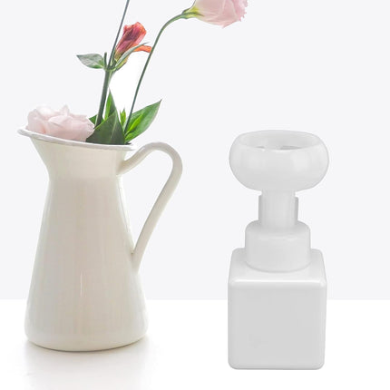 Foaming Hand Soap Dispenser, 250ml Flower Dispenser Shape Refillable Foam Pump Bottle Reusable Plastic Portable Liquid Container for Bathroom (White) White.