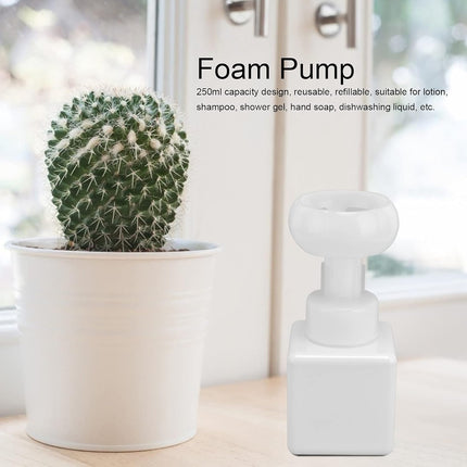 Foaming Hand Soap Dispenser, 250ml Flower Dispenser Shape Refillable Foam Pump Bottle Reusable Plastic Portable Liquid Container for Bathroom (White) White.