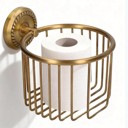Brass Toilet Paper Holder, Wall Mounted Holder Vintage Bathroom Roll Basket Antique Tissue Storage for.