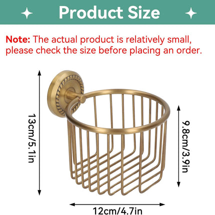 Brass Toilet Paper Holder, Wall Mounted Holder Vintage Bathroom Roll Basket Antique Tissue Storage for.