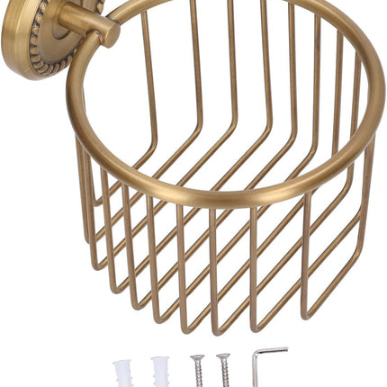 Brass Toilet Paper Holder, Wall Mounted Holder Vintage Bathroom Roll Basket Antique Tissue Storage for.