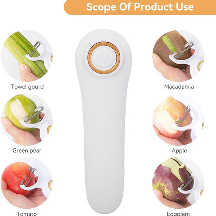 Electric Potato Peeler, Handheld Vegetable Peeler Set with 3 Interchangeable Blade Heads USB Rechargeable Veggie Fruit for Pears, Carrots, Cucumber.