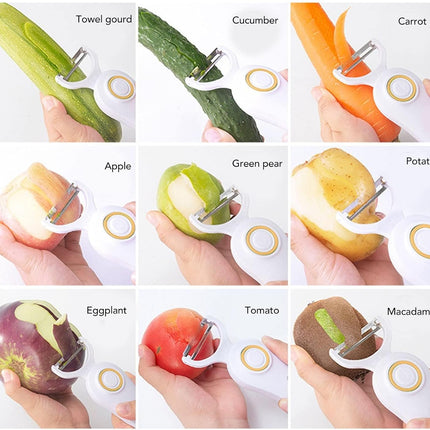 Electric Potato Peeler, Handheld Vegetable Peeler Set with 3 Interchangeable Blade Heads USB Rechargeable Veggie Fruit for Pears, Carrots, Cucumber.