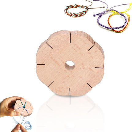 Kumihimo Disk 8 Slots, Wooden Round Wood Braiding Plate Hand Rope Beading Cord Disc DIY Bracelet Loom Weaving Board.