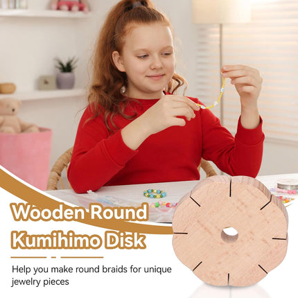 Kumihimo Disk 8 Slots, Wooden Round Wood Braiding Plate Hand Rope Beading Cord Disc DIY Bracelet Loom Weaving Board.