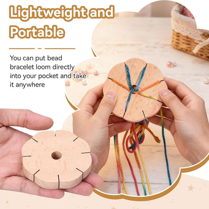 Kumihimo Disk 8 Slots, Wooden Round Wood Braiding Plate Hand Rope Beading Cord Disc DIY Bracelet Loom Weaving Board.