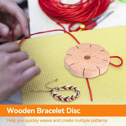 Kumihimo Disk 8 Slots, Wooden Round Wood Braiding Plate Hand Rope Beading Cord Disc DIY Bracelet Loom Weaving Board.