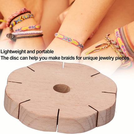 Kumihimo Disk 8 Slots, Wooden Round Wood Braiding Plate Hand Rope Beading Cord Disc DIY Bracelet Loom Weaving Board.
