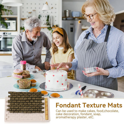 Fondant Impression Mat, Silicone Brick Wall Pattern Lace Mat Imprint Mold Sugarcraft Wedding Cake Decorating Tools Chocolate Sugar Baking.