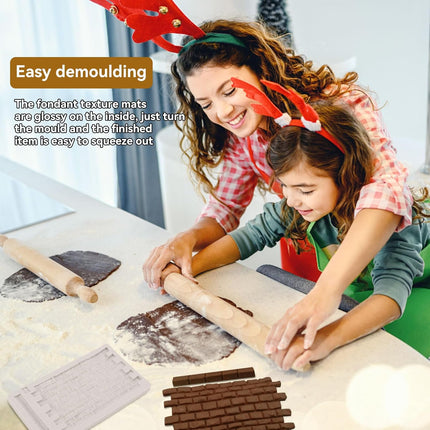 Fondant Impression Mat, Silicone Brick Wall Pattern Lace Mat Imprint Mold Sugarcraft Wedding Cake Decorating Tools Chocolate Sugar Baking.