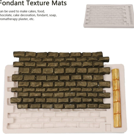 Fondant Impression Mat, Silicone Brick Wall Pattern Lace Mat Imprint Mold Sugarcraft Wedding Cake Decorating Tools Chocolate Sugar Baking.
