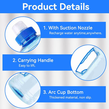 Large Water Bottle, 1l Jug with Handle Clear Sport Bottle Reusable Plastic Leak Proof for Fitness Outdoor Sports Camping, 7.5x3.9 In.