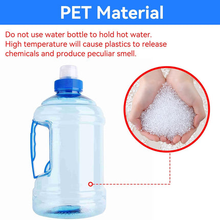 Large Water Bottle, 1l Jug with Handle Clear Sport Bottle Reusable Plastic Leak Proof for Fitness Outdoor Sports Camping, 7.5x3.9 In.