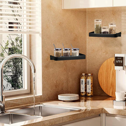 Bathroom Cell Phone Shelf, Stainless Steel Wall Mount Toilet Holder Small Floating Shelves, 7.3x3.5 in (Black).