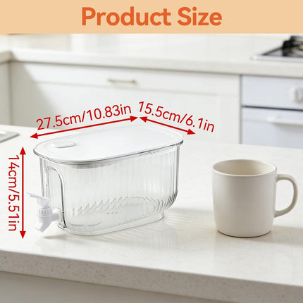 Beverage Dispenser, Refrigerator Juice Container Cold Water Pitcher with Spigot Containers Lids for Party Drink, Iced Tea, Lemonade, Brew White.