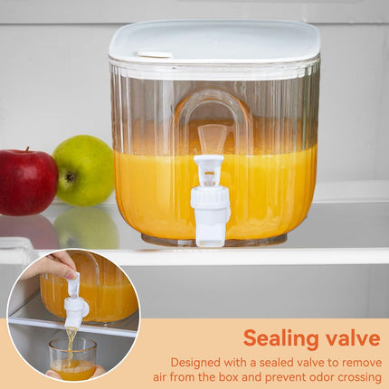 Beverage Dispenser, Refrigerator Juice Container Cold Water Pitcher with Spigot Containers Lids for Party Drink, Iced Tea, Lemonade, Brew White.