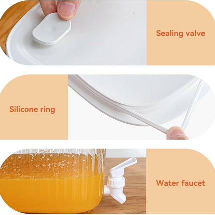 Beverage Dispenser, Refrigerator Juice Container Cold Water Pitcher with Spigot Containers Lids for Party Drink, Iced Tea, Lemonade, Brew White.