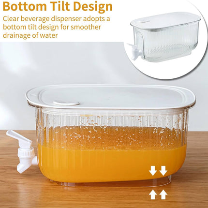 Beverage Dispenser, Refrigerator Juice Container Cold Water Pitcher with Spigot Containers Lids for Party Drink, Iced Tea, Lemonade, Brew White.