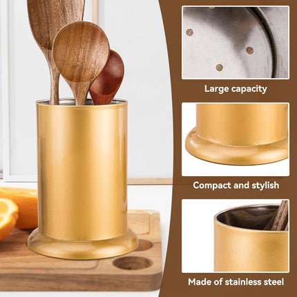 Utensil Holder, Stainless Steel Flatware Storage Basket Gold Silverware Drainer Drying Rack Caddy Organizer for Forks Knives Spoons Chopsticks.