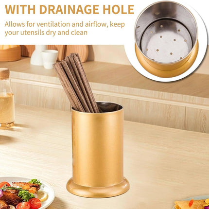 Utensil Holder, Stainless Steel Flatware Storage Basket Gold Silverware Drainer Drying Rack Caddy Organizer for Forks Knives Spoons Chopsticks.