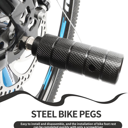 2PCS Steel Bike Pegs, Anti Skid Lead Foot Bicycle Peg Mini Cycling Rear Stunt 1.97 x 4.33in for Mountain.