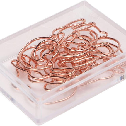 100PCS Rabbit Shape Paper Clips, Rose Gold Bunny Paperclips Decorative Clips Cute Animals Bookmark for Office School Home Desk Organizers.