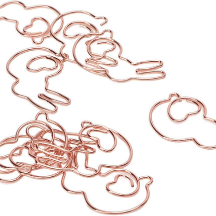 100PCS Rabbit Shape Paper Clips, Rose Gold Bunny Paperclips Decorative Clips Cute Animals Bookmark for Office School Home Desk Organizers.