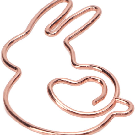 100PCS Rabbit Shape Paper Clips, Rose Gold Bunny Paperclips Decorative Clips Cute Animals Bookmark for Office School Home Desk Organizers.