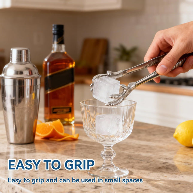 Stainless Steel Claw-Style Ice Tongs, Bar Hockey Special Eagle Claw Shape Tongs Serving Chicken Feet.