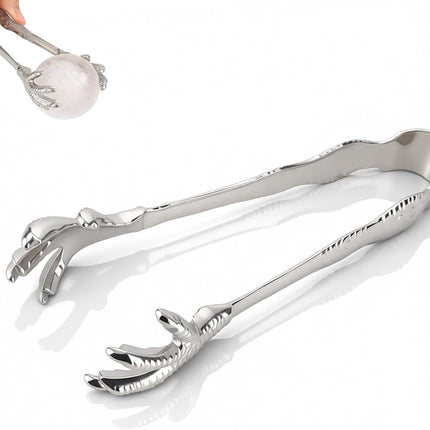 Stainless Steel Claw-Style Ice Tongs, Bar Hockey Special Eagle Claw Shape Tongs Serving Chicken Feet.