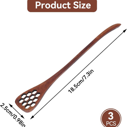 3PCS Honey Dipper Sticks, Long Handle Mixing Stick Mini Honeycomb Drizzler Wooden Spoon Stirrer for Collecting Dispensing Drizzling Jam.