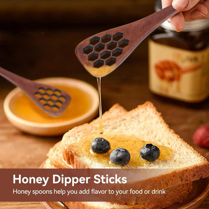 3PCS Honey Dipper Sticks, Long Handle Mixing Stick Mini Honeycomb Drizzler Wooden Spoon Stirrer for Collecting Dispensing Drizzling Jam.