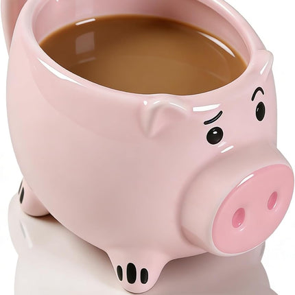 Pig Coffee Mug, 3D Novelty Ceramic Cup Creative Shape Tea Cute Funny Mug for Milk Hot and Cold Drinking.