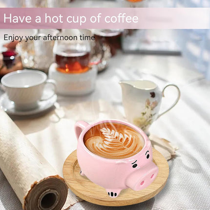 Pig Coffee Mug, 3D Novelty Ceramic Cup Creative Shape Tea Cute Funny Mug for Milk Hot and Cold Drinking.