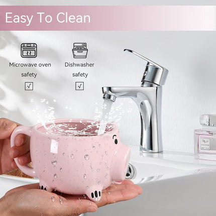 Pig Coffee Mug, 3D Novelty Ceramic Cup Creative Shape Tea Cute Funny Mug for Milk Hot and Cold Drinking.